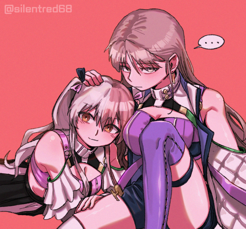 ..., 2girls, ao_no_exorcist, artist_name, ast.rockett, asymmetrical_footwear, bandeau, black_bow