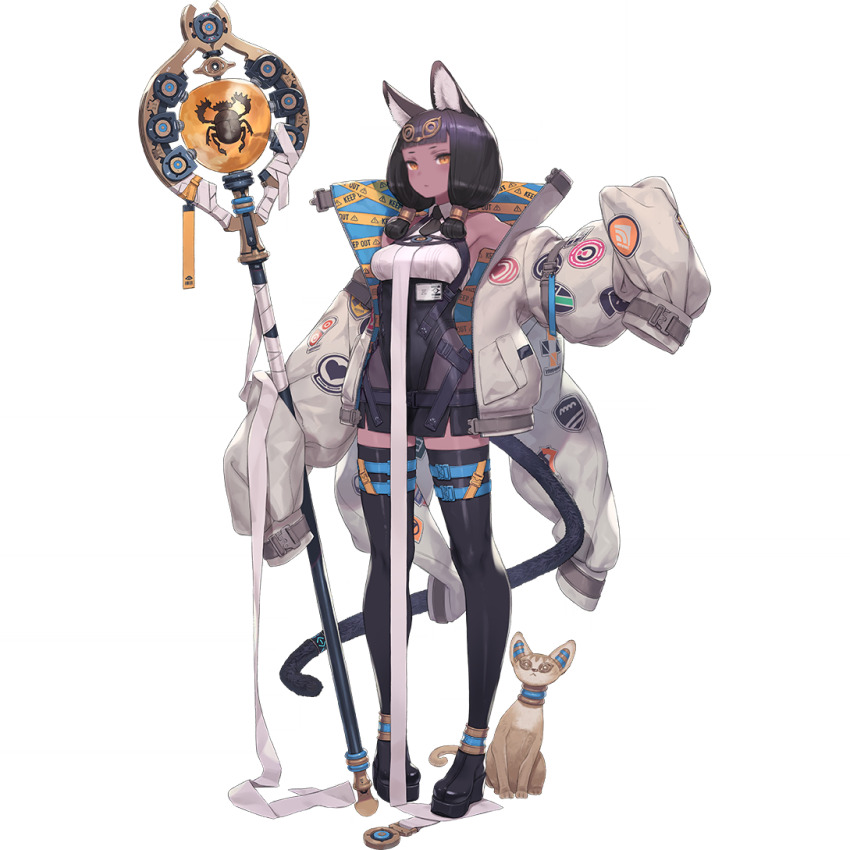 1girl, animal_ear_fluff, animal_ears, arknights, bandages, belt, black_dress, black_footwear