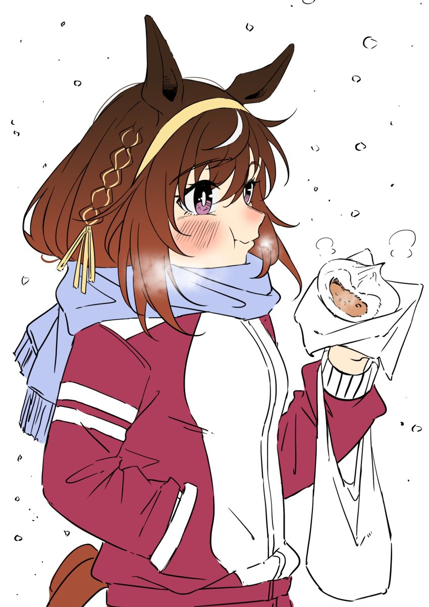 1girl, absurdres, alternate_costume, animal_ears, bag, steamed_bun, blush, breasts