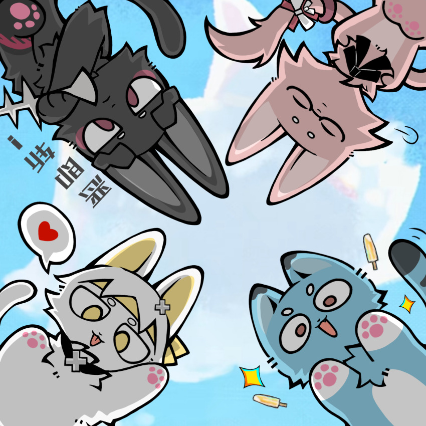 :p, animal, asaba_harumasa, asaba_harumasa_(cat), black_cat, blue_cat, blue_sky, brown_eyes