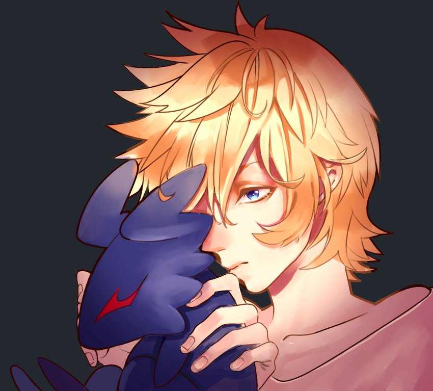 1boy, alternate_costume, blonde_hair, blue_eyes, casual, chinese_commentary, commentary_request, expressionless