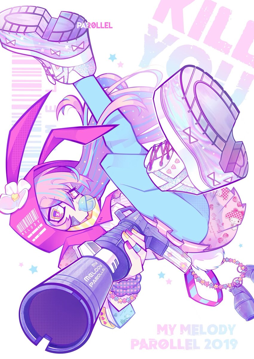 1girl, 2019, animal_ears, animal_hood, artist_name, ass, bandaid, bandaid_on_cheek