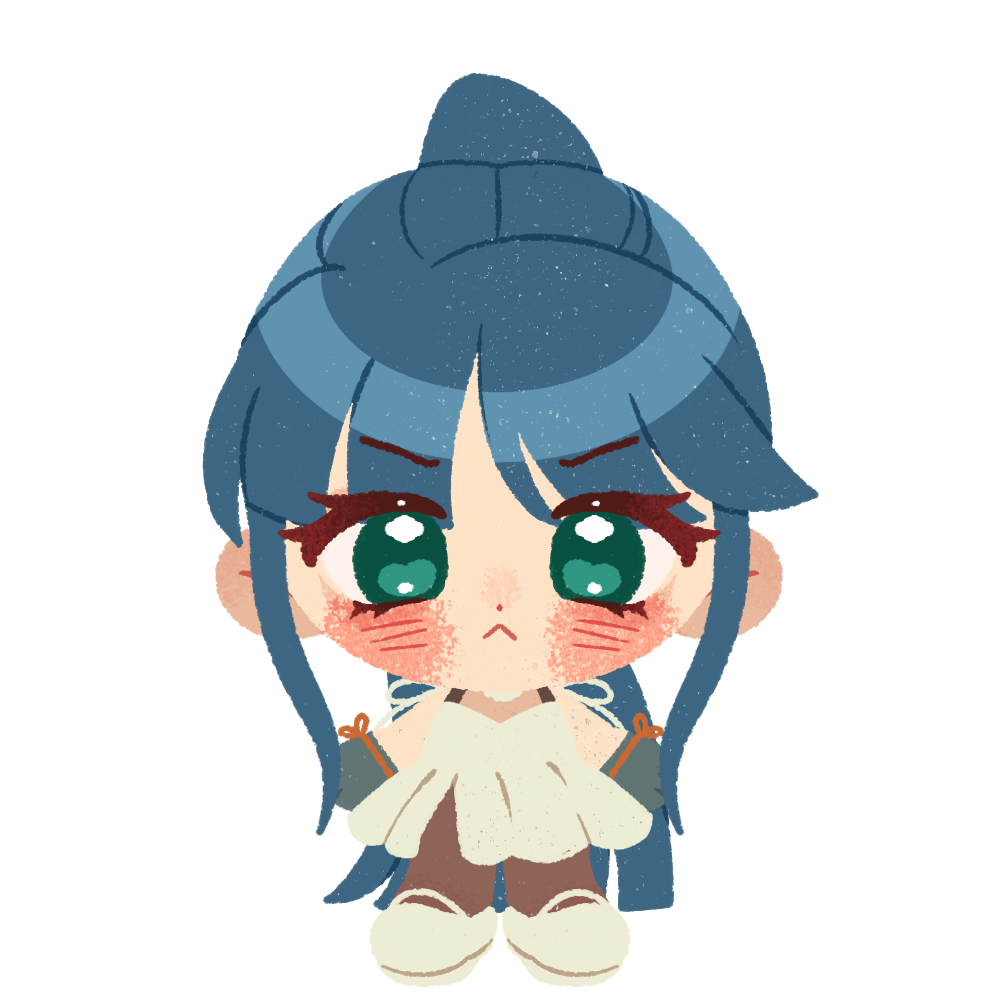 blue_hair, blush, chibi, dress, gloves, long_hair, minato_hikaru, ponytail