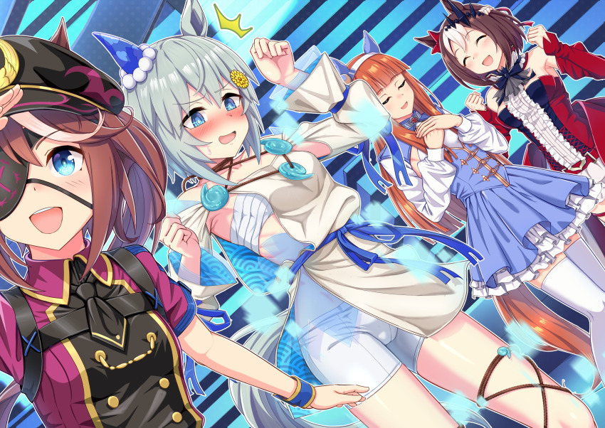 4girls, ^^^, animal_ears, baobhan_sith_(fate), baobhan_sith_(fate)_(cosplay), black_bow, black_bowtie, black_necktie