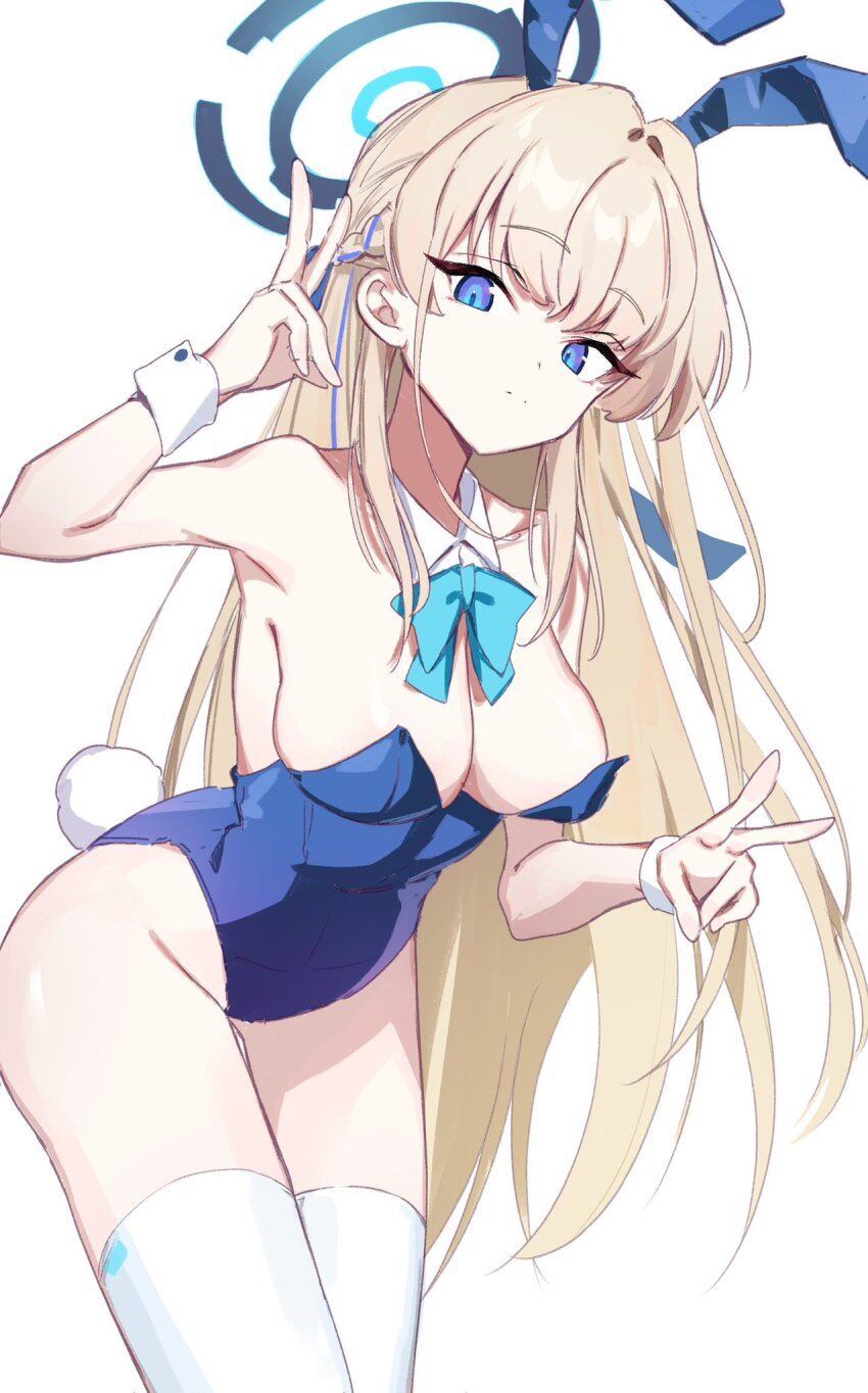 1girl, animal_ears, aqua_bow, aqua_bowtie, blue_archive, blue_bow, blue_bowtie, blue_eyes