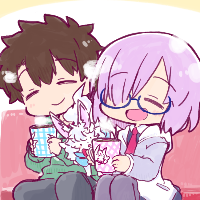 1boy, 1girl, :d, ^_^, black_dress, black_pants, black_pantyhose, blue-framed_eyewear