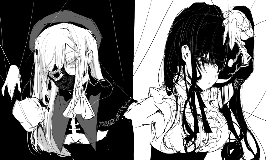 2girls, arm_up, armpits, asahina_mafuyu, ascot, bang_dream!, bang_dream!_it's_mygo!!!!!, beret