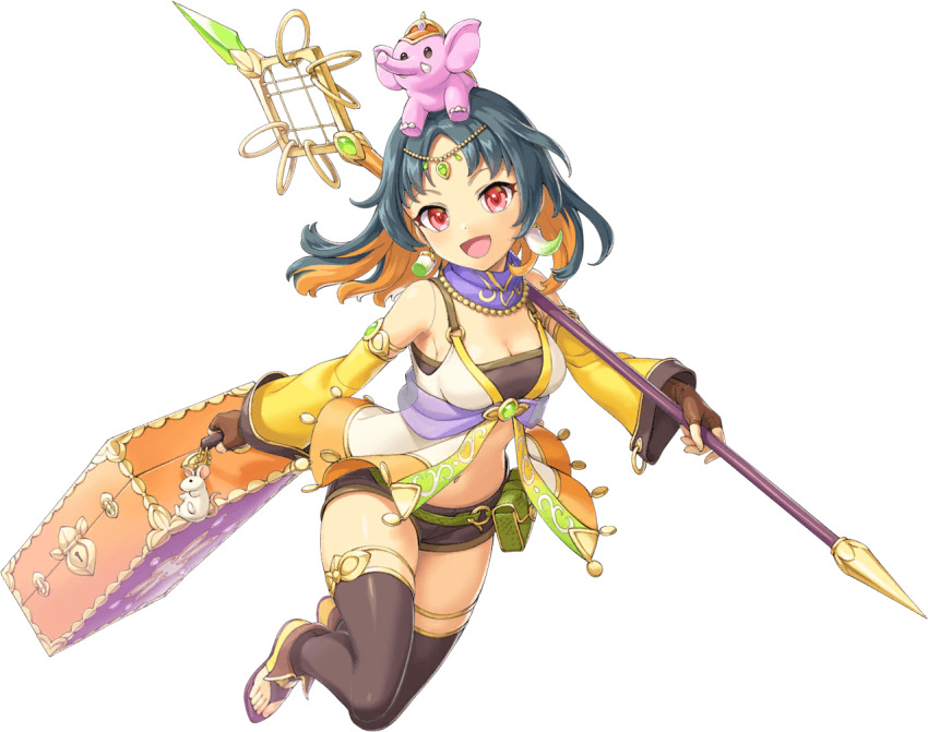 1girl, artist_request, bare_shoulders, breasts, broken_tusk, cleavage, detached_sleeves, earrings