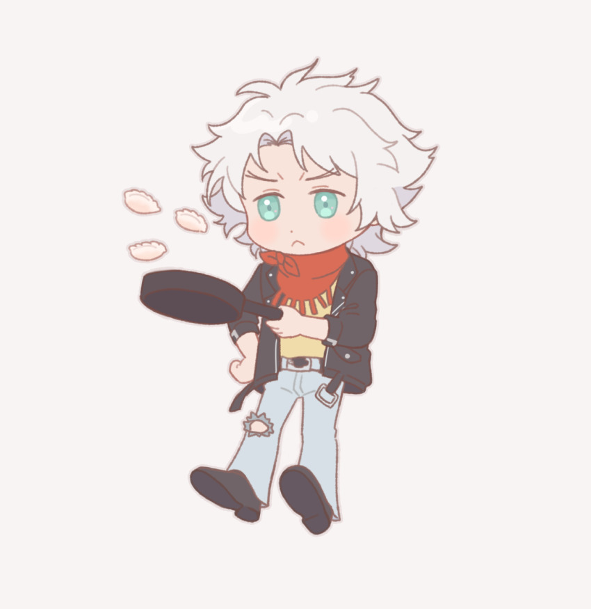 1boy, bandana, belt, black_footwear, black_jacket, chibi, chibi_only, classicaloid