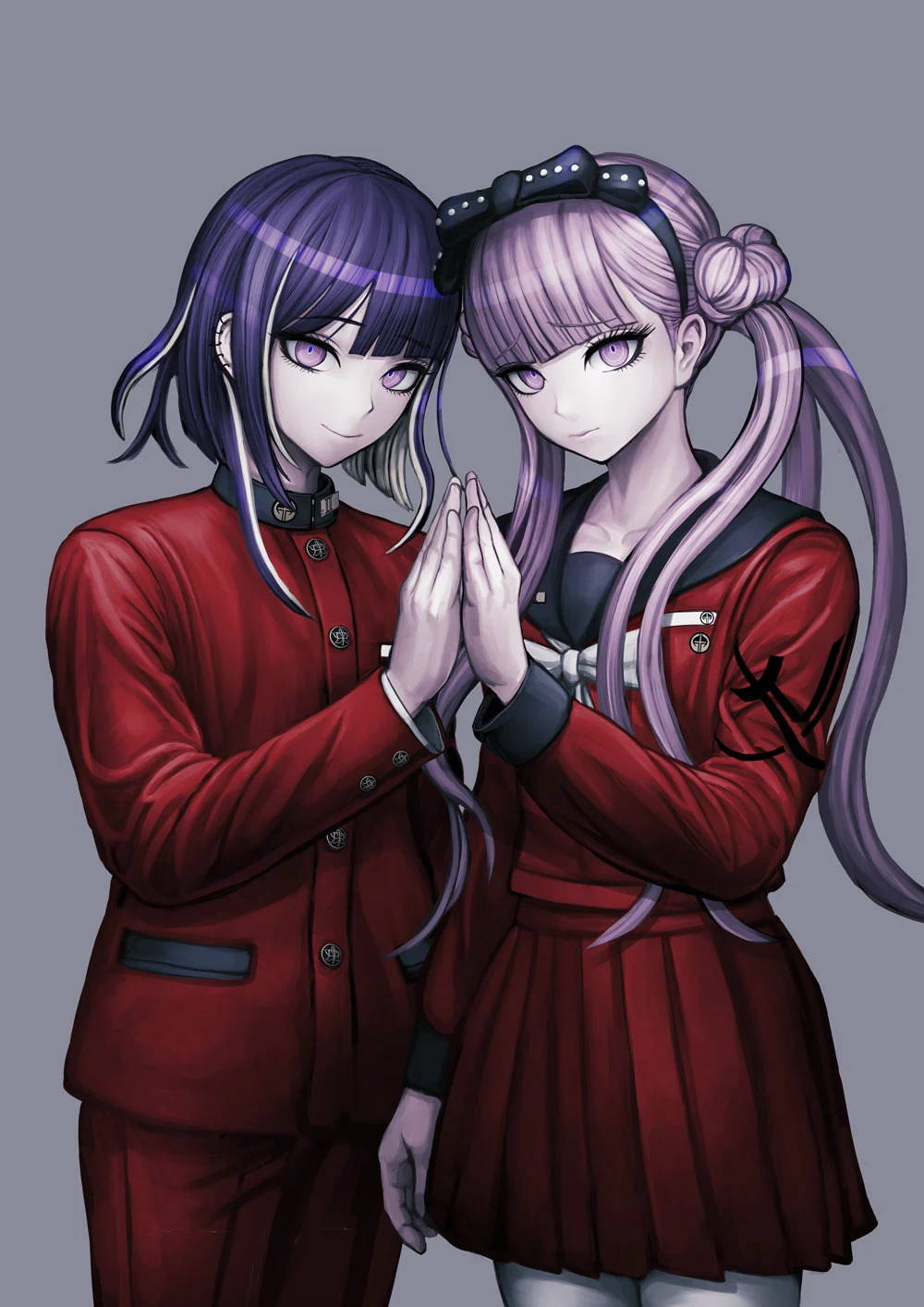 badge, black_hairband, button_badge, ear_piercing, emblem, frown, gakuran, hairband