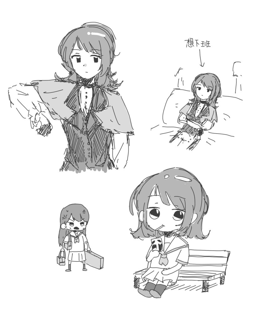 anger_vein, bag, bang_dream!, bang_dream!_it's_mygo!!!!!, capelet, commentary_request, drinking_straw, drinking_straw_in_mouth