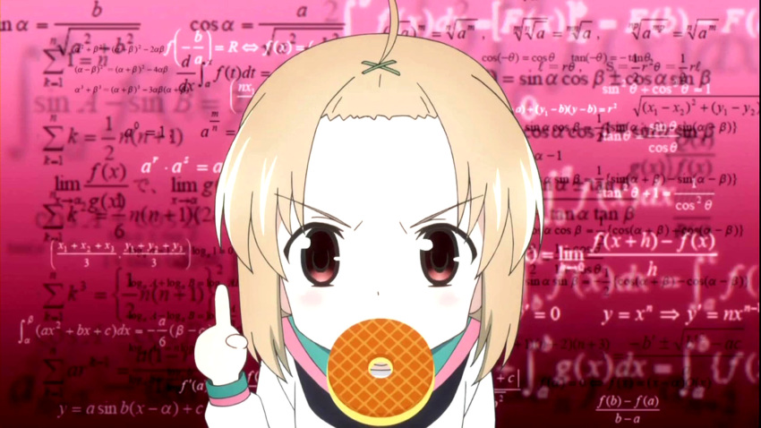 1girl, a_channel, ahoge, anime_screenshot, blonde_hair, female_focus, highres, math, momoki_run, run_(a_channel), solo