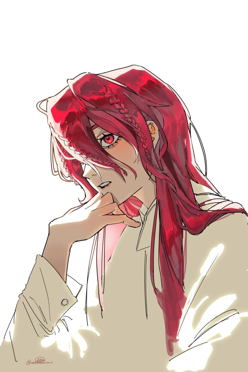 1boy, androgynous, braid, highres, long_hair, long_sleeves, looking_up, magi_the_labyrinth_of_magic