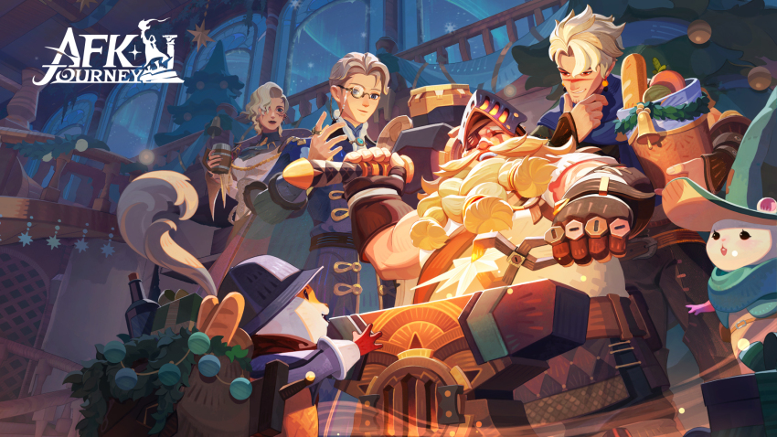 2girls, 4boys, :d, ^_^, afk_(series), afk_journey, aiguillette, anvil