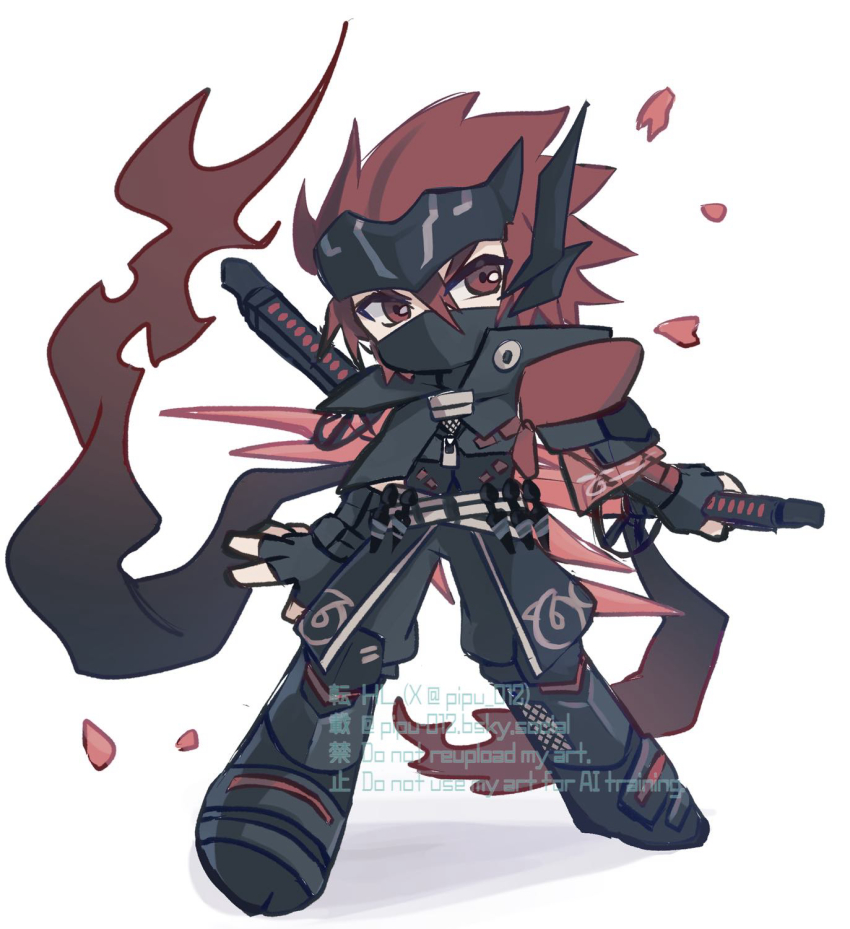 duel_monster, half_mask, highres, holding, holding_sword, holding_weapon, mask, meizen_the_battle_ninja