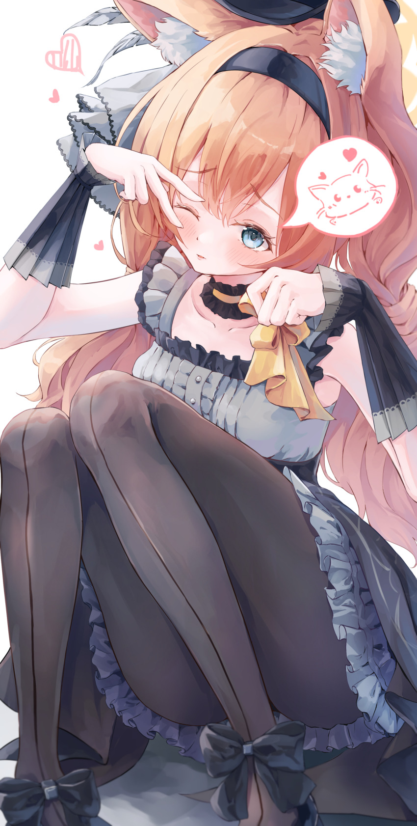 1girl, absurdres, alternate_costume, animal_ear_fluff, animal_ears, black_dress, black_footwear, black_pantyhose