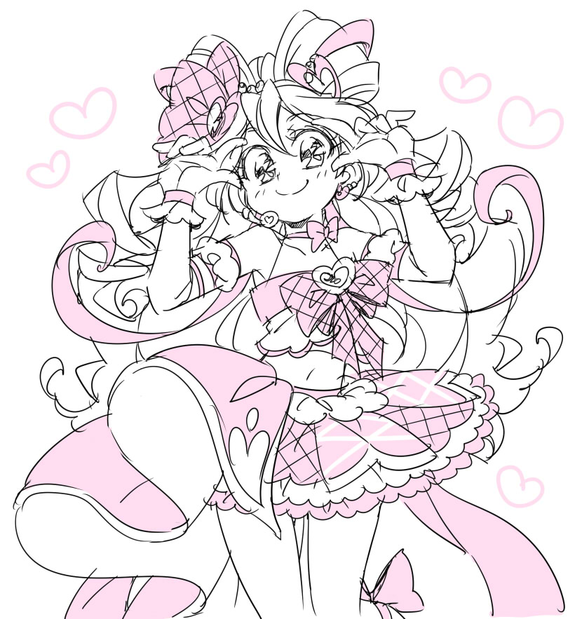 1girl, bow, commentary_request, cure_idol, earpiece, earrings, hacchi_(tennencalpis), hair_ornament