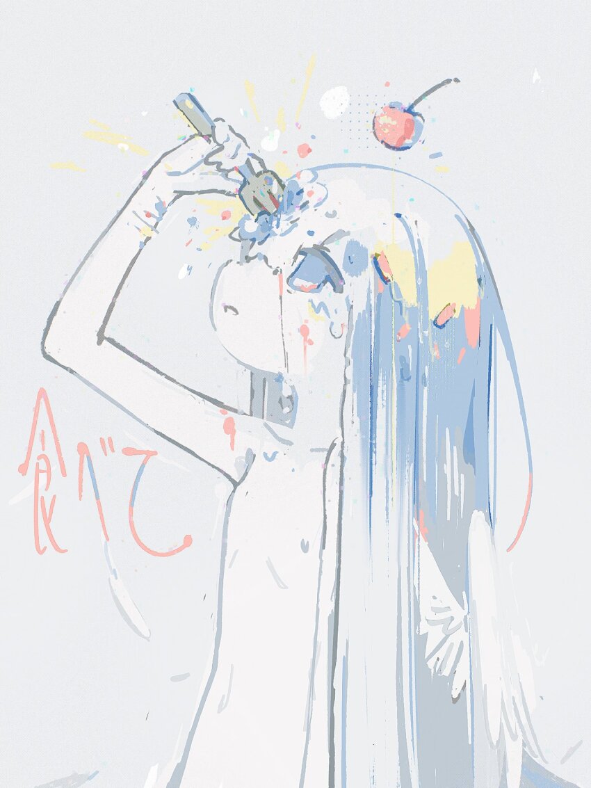 1girl, cherry, commentary, food, fork, fox_kikumi, fruit, highres