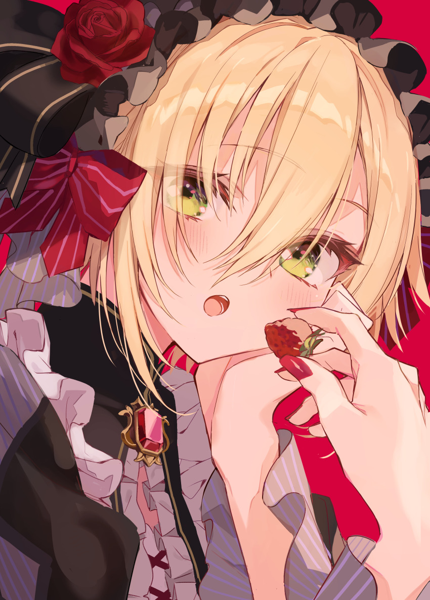 1boy, absurdres, black_dress, black_hairband, blonde_hair, bow, crossdressing, crossdressing_(mtf)