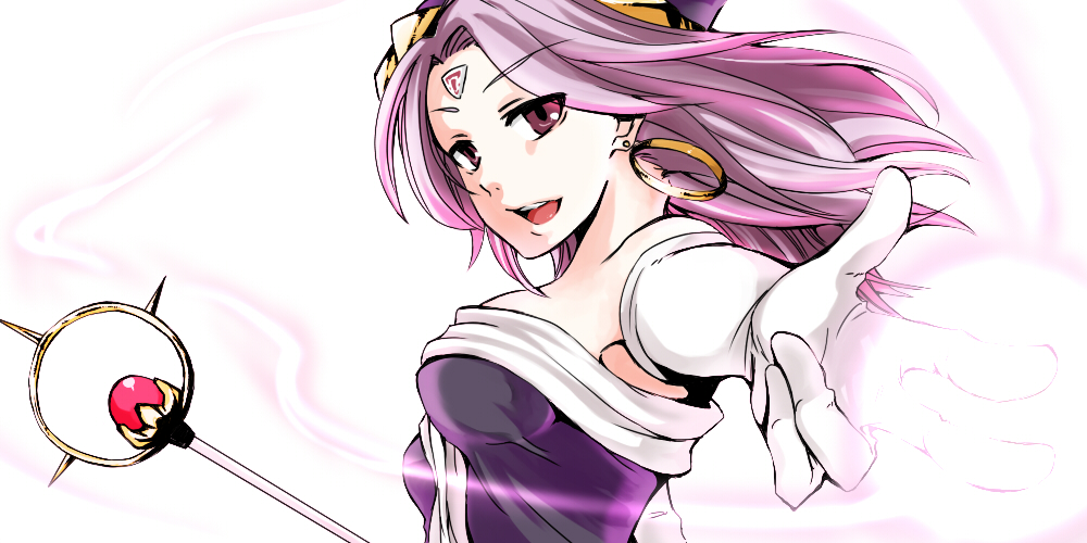 1girl, ako, ako_(so_crazy!?), bare_shoulders, celine_jules, earrings, facial_mark, female_focus