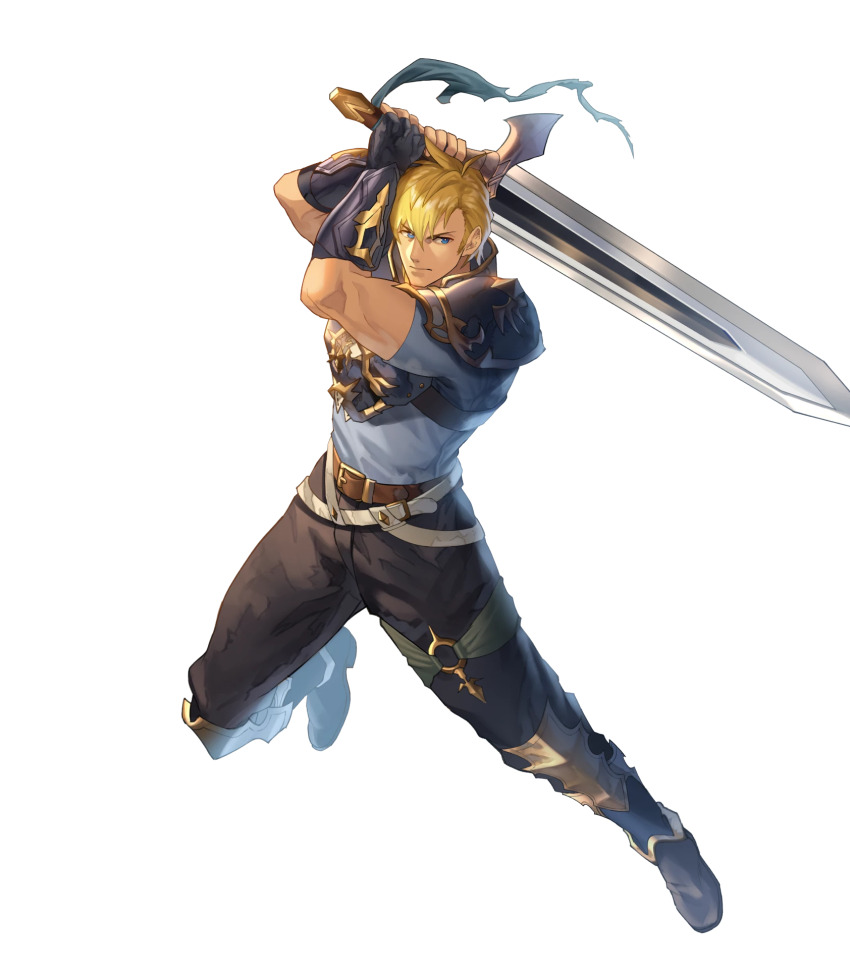 1boy, armor, blonde_hair, blue_eyes, chulainn_(fire_emblem), fire_emblem, fire_emblem:_genealogy_of_the_holy_war, fire_emblem_heroes