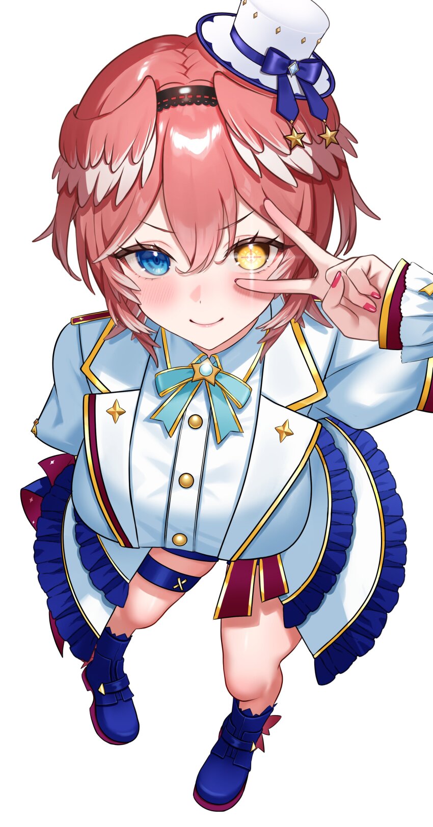 1girl, absurdres, bansyono-mamoribito, blue_eyes, blush, breasts, hair_between_eyes, head_wings