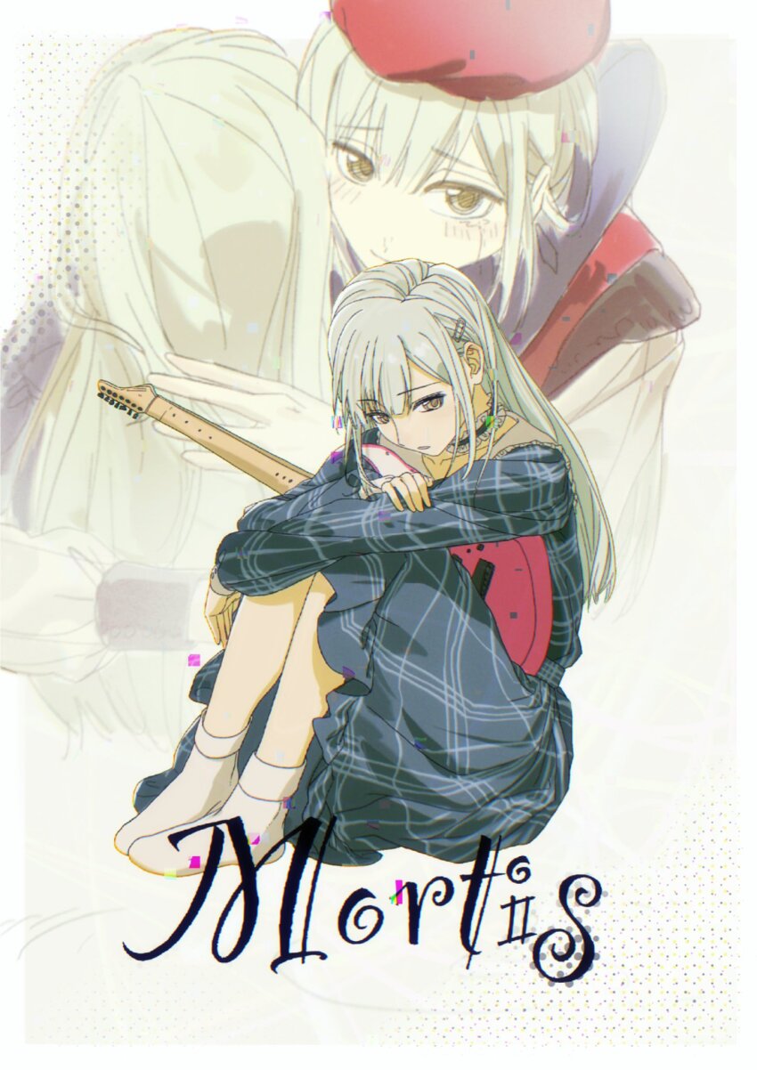 2girls, bang_dream!, bang_dream!_it's_mygo!!!!!, beret, blue_dress, blush, character_name, choker