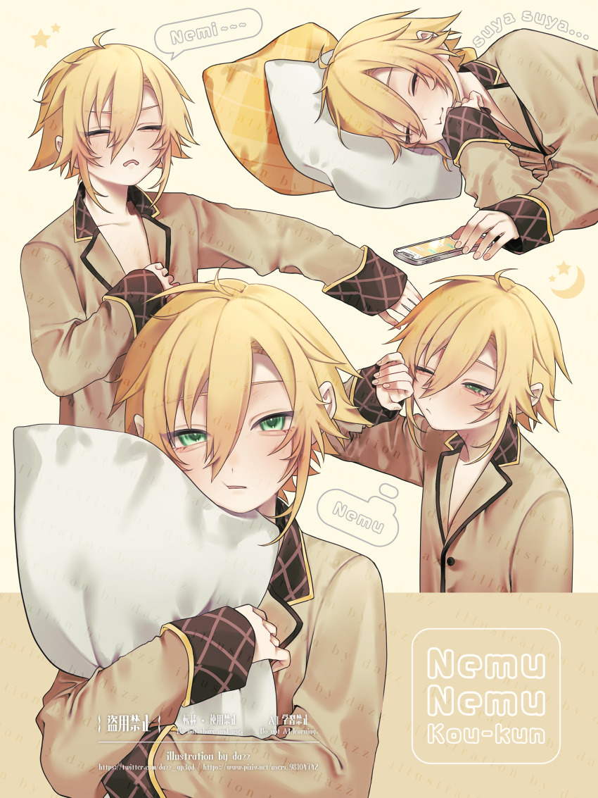 1boy, :3, :t, absurdres, alternate_costume, bishounen, blazer, blonde_hair