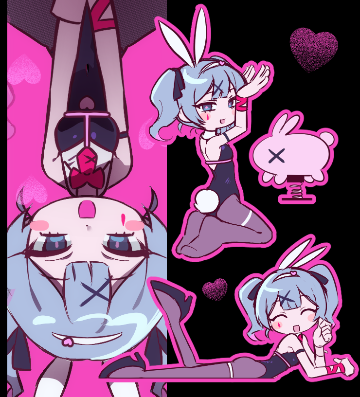 1girl, :d, animal_ears, bare_shoulders, black_background, black_bow, black_footwear, black_leotard