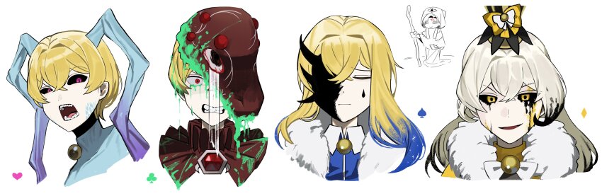 1boy, absurdres, asdf1211950, black_hair, black_sclera, blind_rage_(e.g.o), clenched_teeth, closed_eyes