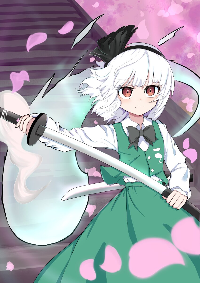 1girl, absurdres, black_bow, black_bowtie, black_hairband, bow, bowtie, brown_eyes