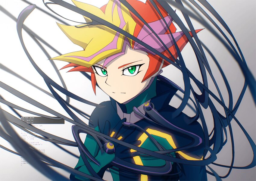 1boy, ai_(yu-gi-oh!), alternate_form, arm_at_side, artificial_tentacles, atltax_00, black_bodysuit, bodysuit