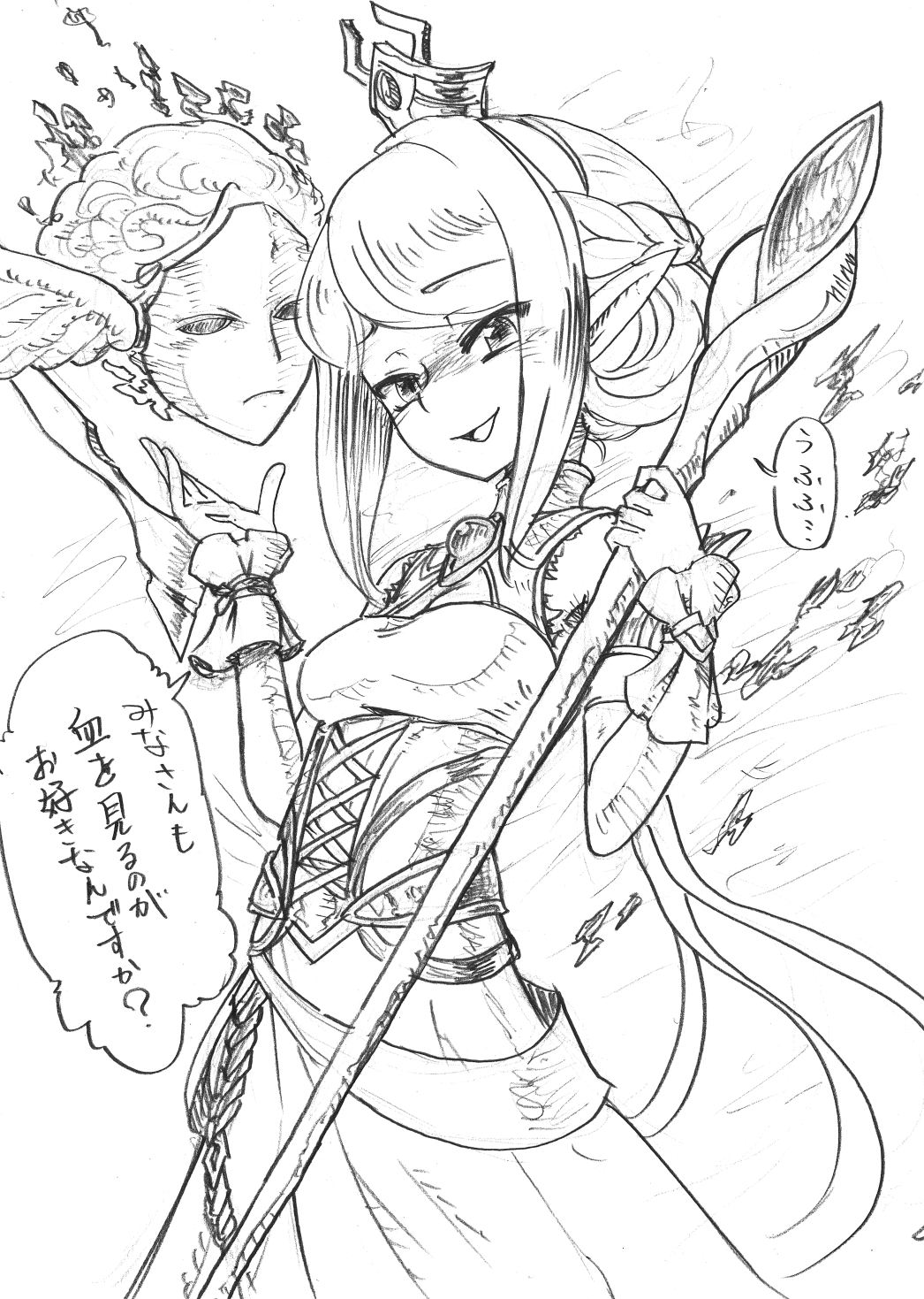 alice_(wizardry), bare_shoulders, braid, breasts, corset, crown_braid, detached_sleeves, dress