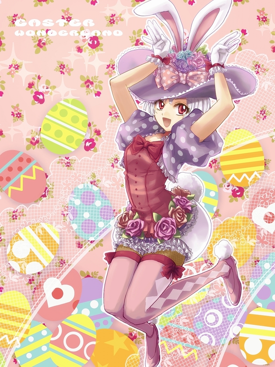 1girl, animal_ears, bow, dancer, disney, disneyland, easter, easter_wonderland