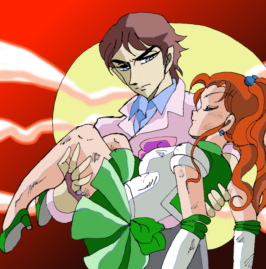 bishoujo_senshi_sailor_moon, highres, husband_and_wife, iga_den, kino_makoto, metal_hero, mourning, sailor_jupiter