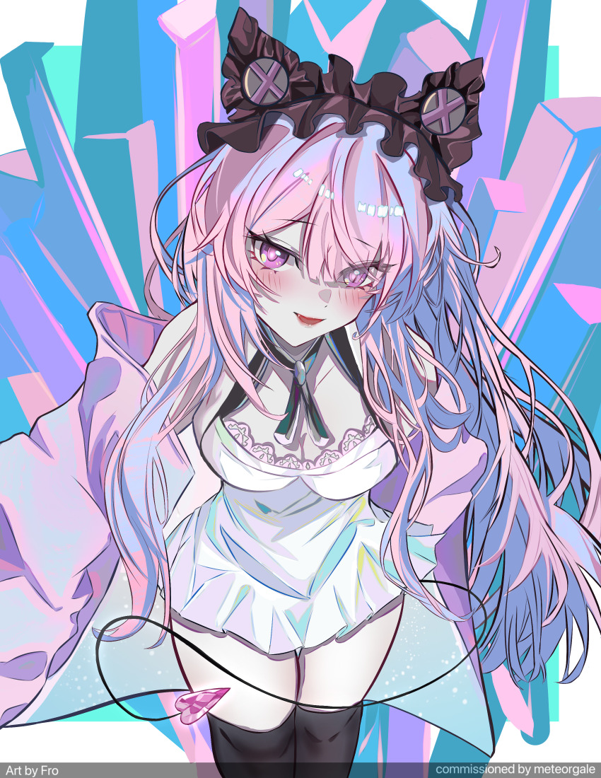 1girl, absurdres, alternate_costume, animal_ear_headwear, animal_ears, aqua_hair, black_headdress, black_tail