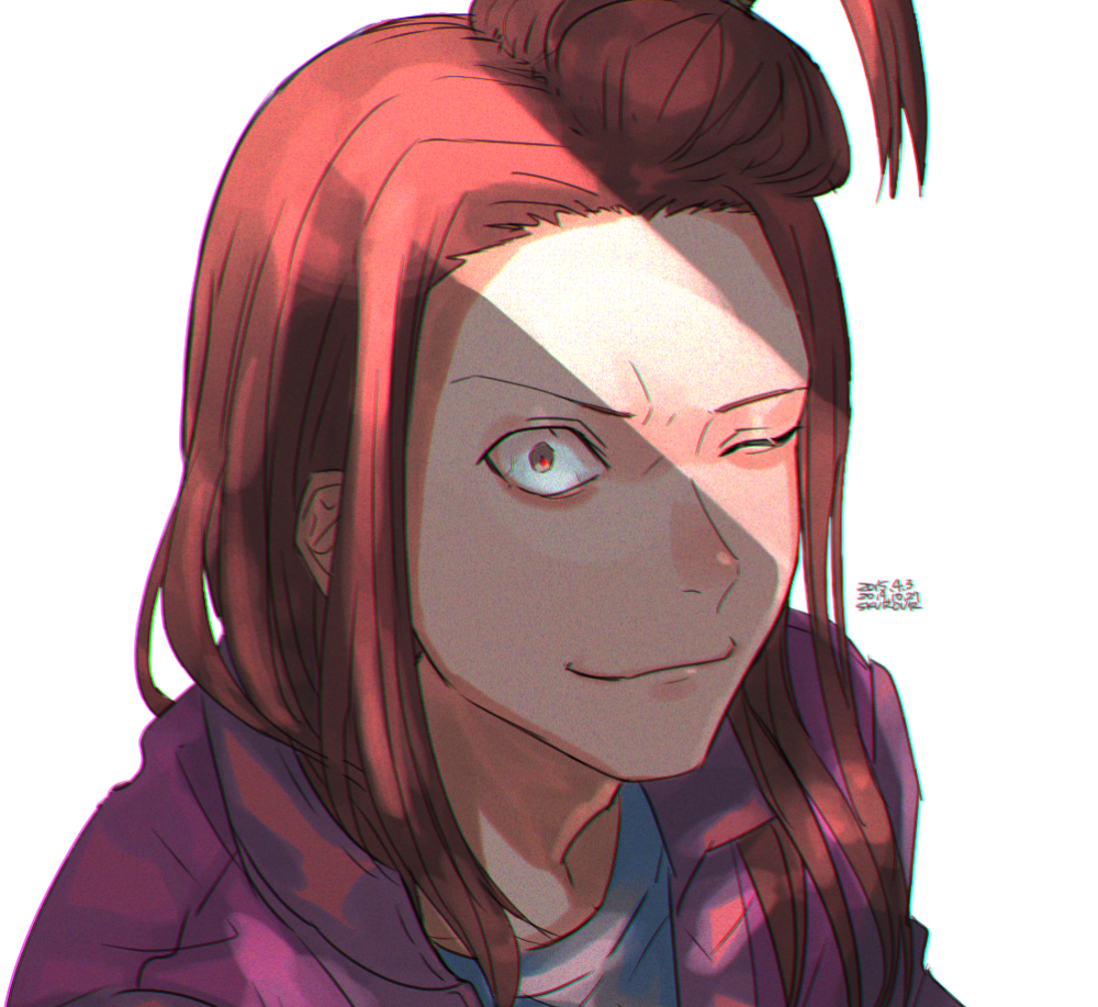 1boy, ace_attorney, ace_attorney_investigations, ace_attorney_investigations_2:_prosecutor's_gambit, male_focus, red_hair, sarushiro_souta, simple_background, skurour, solo, solo_focus, white_background