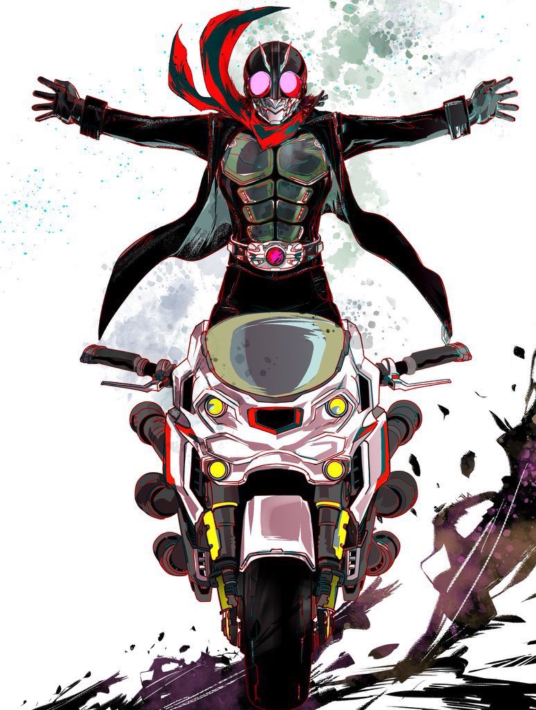 1boy, antennae, armor, belt, compound_eyes, cyborg, cyclone_(kamen_rider), gloves