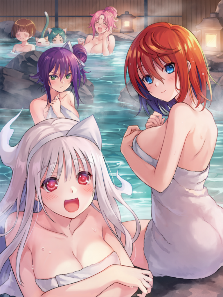 6+girls, :<, :d, ^_^, alcohol, ameno_sagiri_(yuragisou_no_yuuna-san), animal_ears, arahabaki_nonko