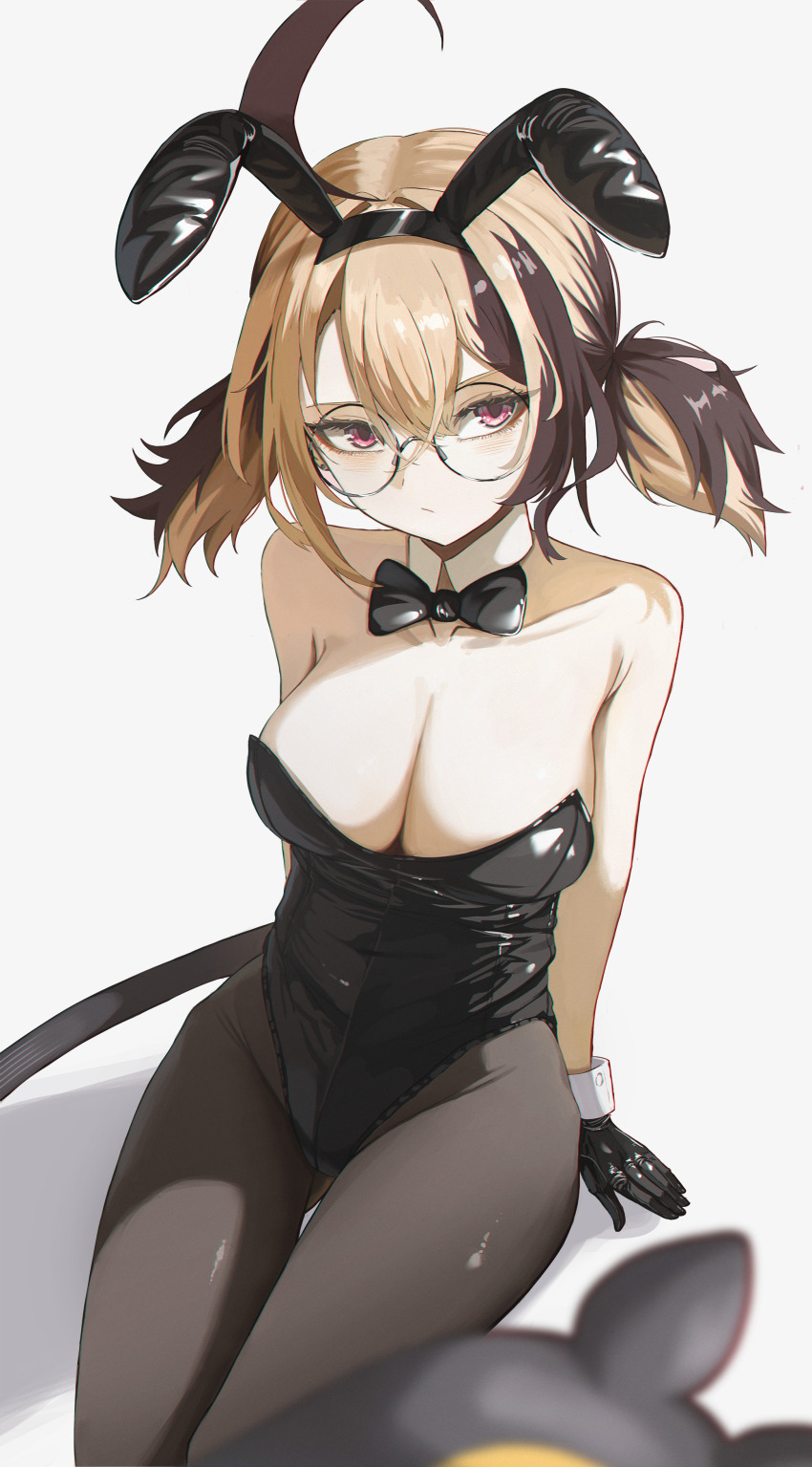 1girl, :/, absurdres, ahoge, alternate_breast_size, alternate_costume, animal_ear_hairband, animal_ears