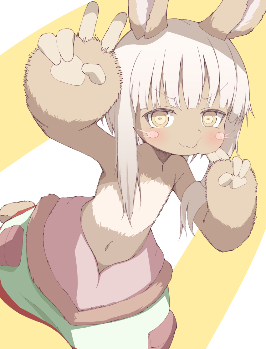 1other, :t, absurdres, animal_ears, blush, body_fur, brown_fur, closed_mouth