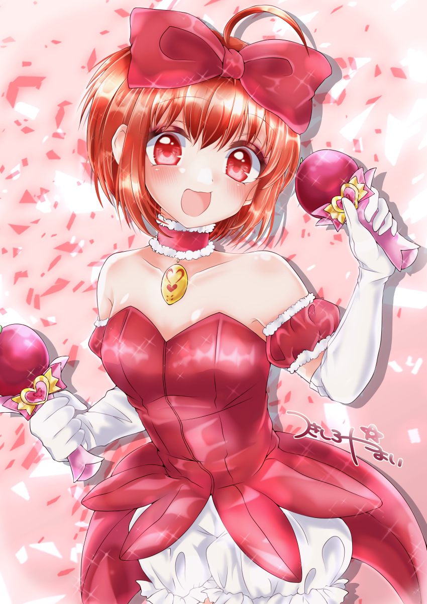 1girl, absurdres, ahoge, akai_ringo_(tokyo_mew_mew), armpit_crease, artist_name, bare_shoulders, bloomers