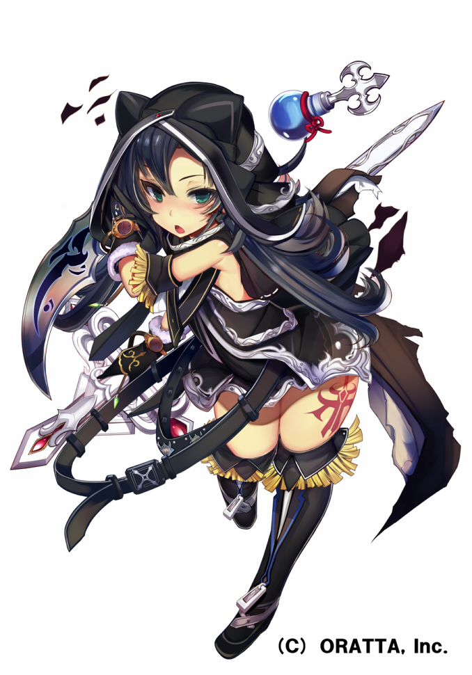 1girl, animal_hood, aqua_eyes, armpits, belt, black_belt, black_boots, black_dress