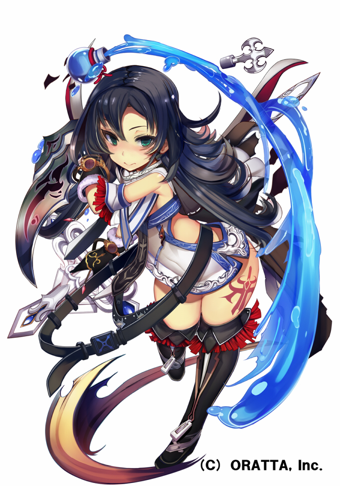 1girl, :>, aqua_eyes, black_boots, black_gloves, black_hair, blush, boots