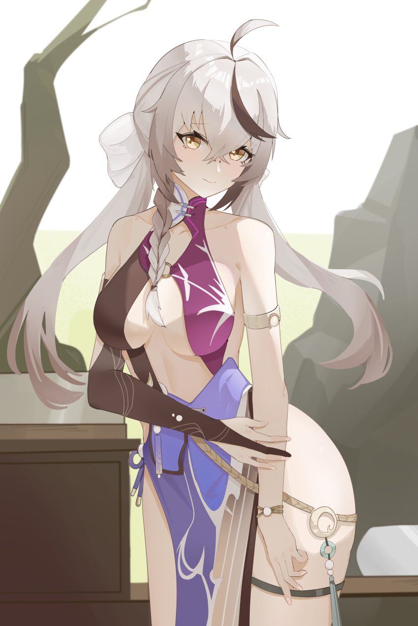 1girl, absurdres, backless_outfit, bare_shoulders, breasts, cherno_kegaard, cherno_kegaard_-_enigma, china_dress