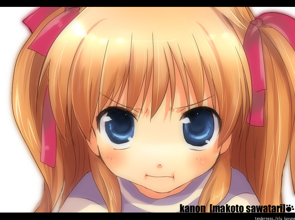 angry, blue_eyes, close-up, kanon, kayune_niu, pout, puffy_cheeks, ribbon, sawatari_makoto, solo