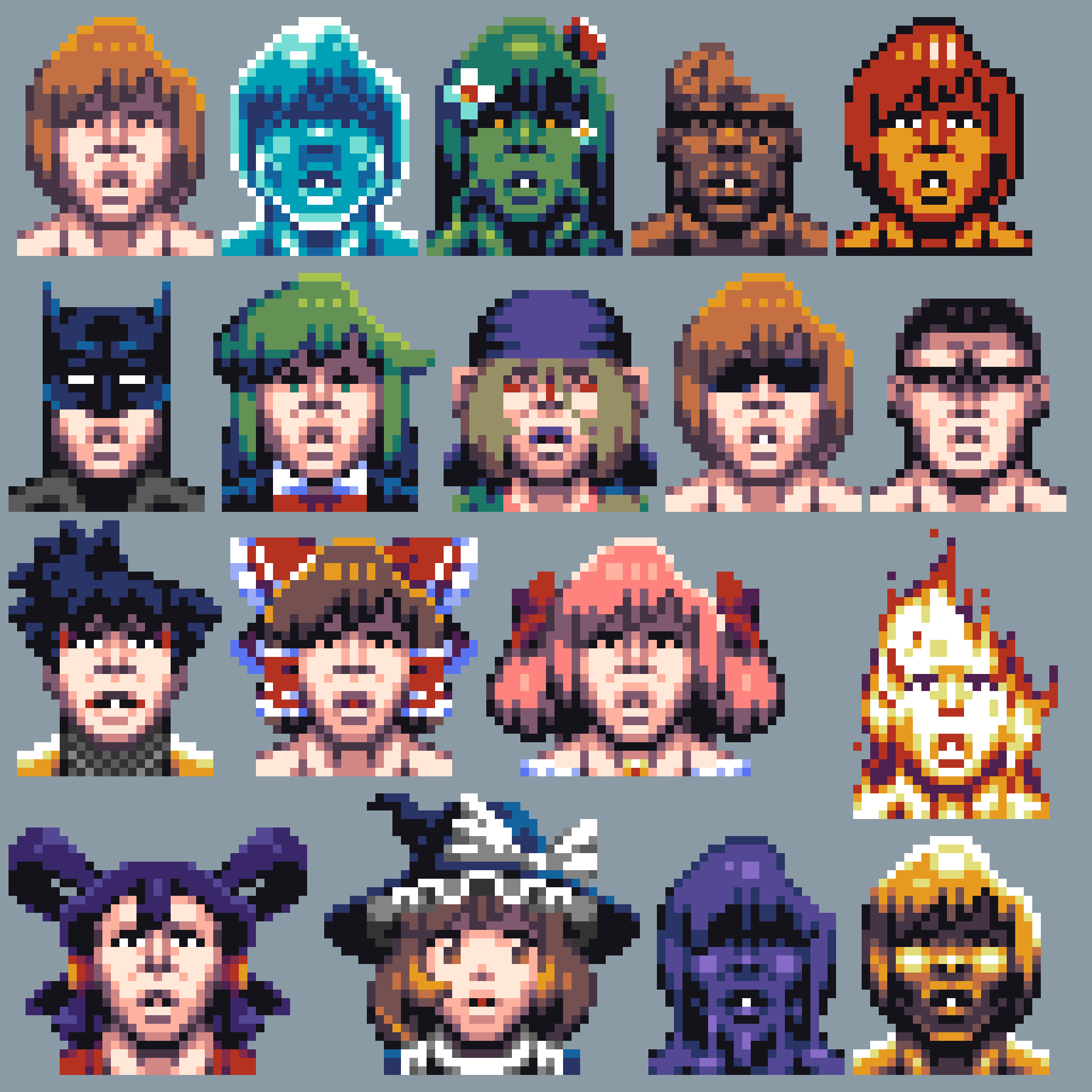 5girls, 6+boys, bandana, batman, batman_(series), black_eyes, black_hair, bow