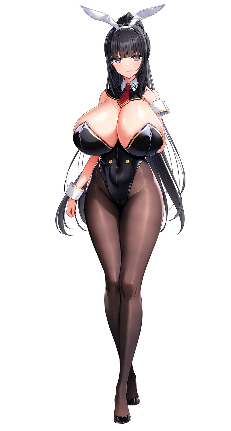 1girl, animal_ears, black_hair, black_leotard, chichizaki_momina, closed_mouth, covered_navel, derauea