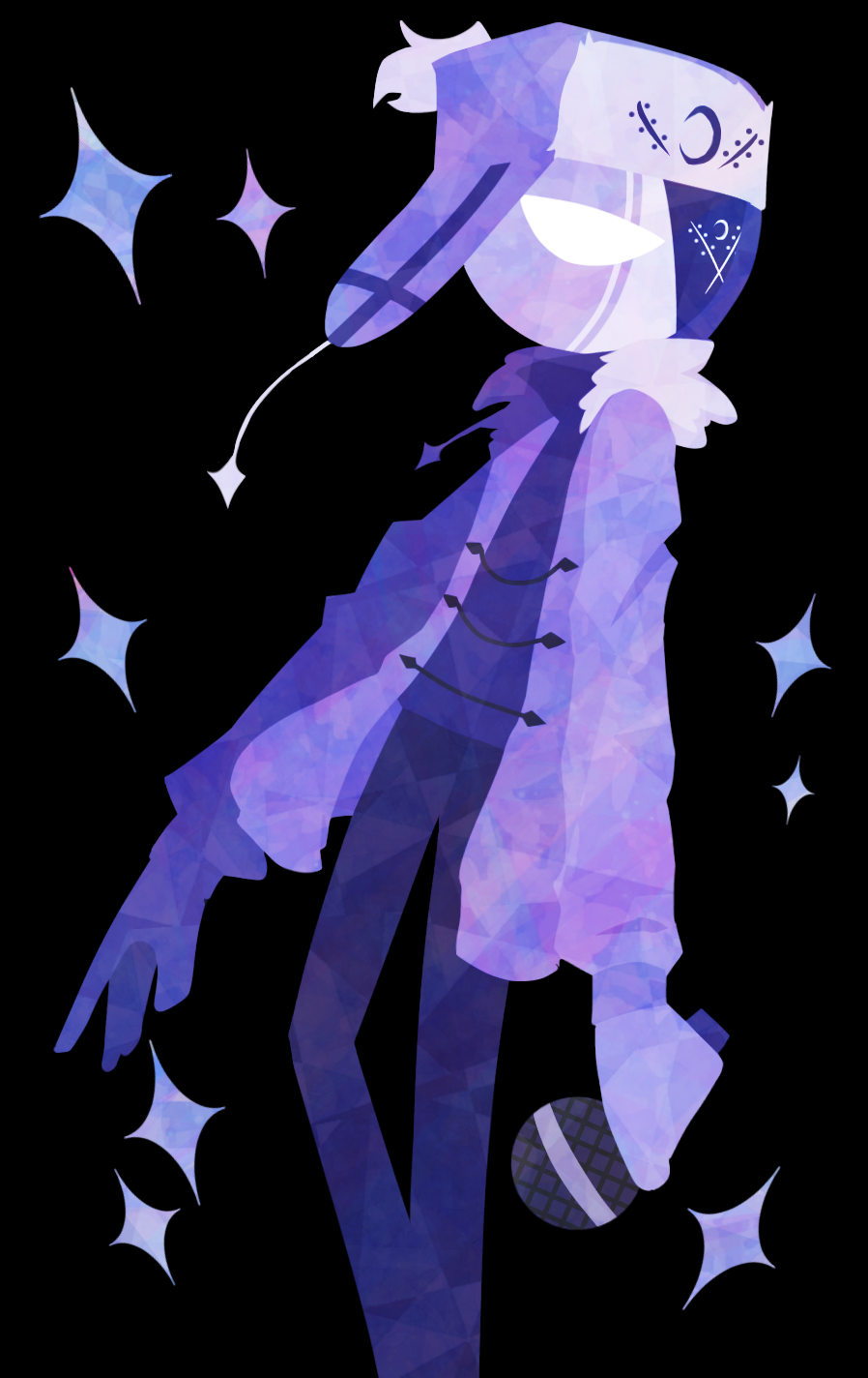 1boy, black_background, black_pants, black_sweater, eyepatch, friday_night_funkin', hat, highres