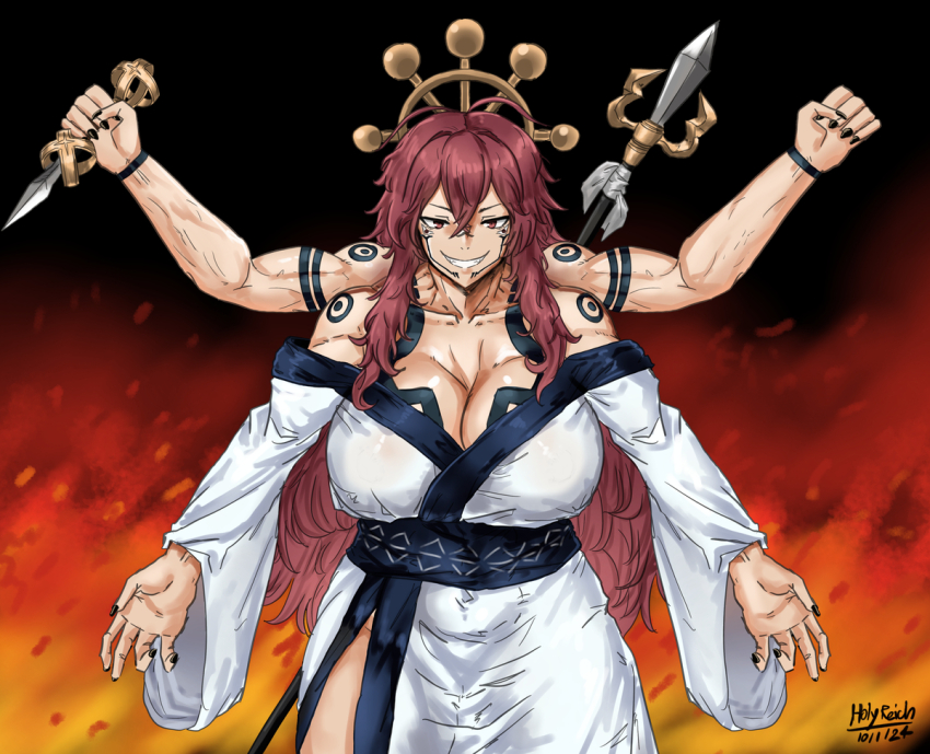 breasts, curvy, evil_grin, evil_smile, extra_arms, genderswap, genderswap_(mtf), grin